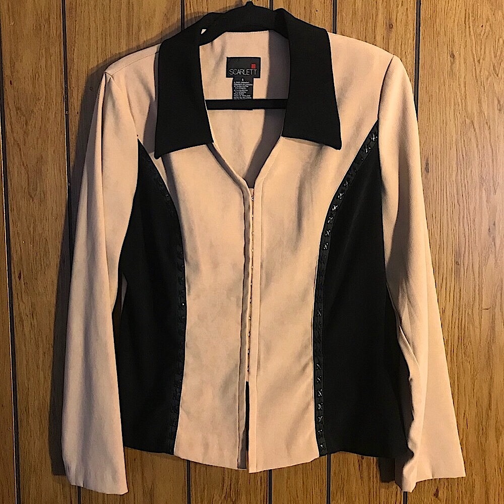 Scarlett tan black suede corset blazer jacket size 8